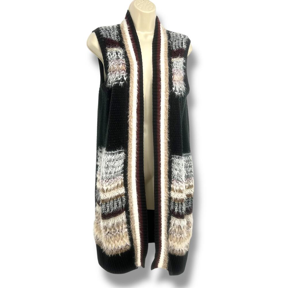 EST 1946 Woman's Long Line Sweater Vest Mix of Textures & Neutral Colors M Boho